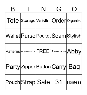 31 Bingo Bags! Bingo Card
