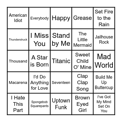 CRHS Music Bingo Card