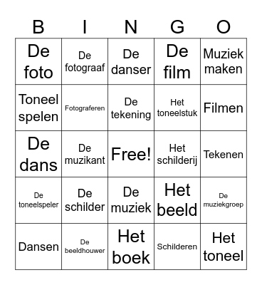 Kunst Bingo Card