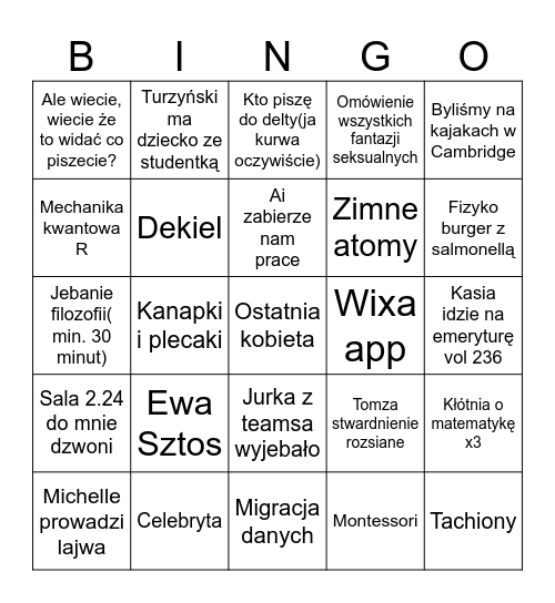 kokifa daily schedule Bingo Card