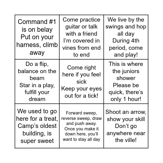 FERNWOOD BINGO! Bingo Card