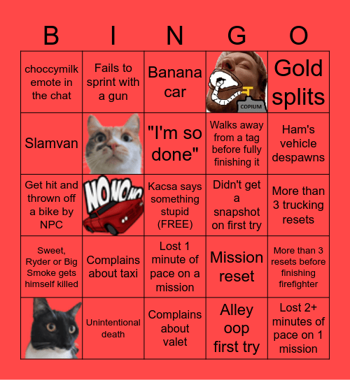 GoingTotallyHam 100% Bingo Card