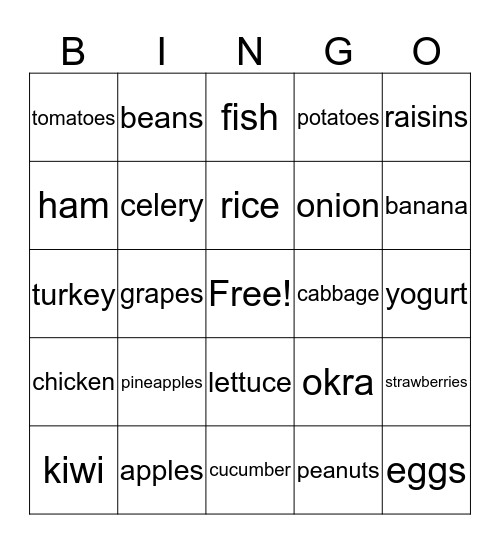 nutrition bingo  Bingo Card