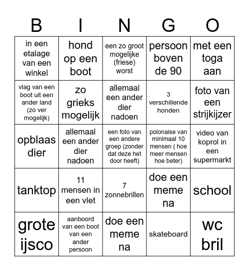 bingo (zeeverkenners edition) Bingo Card