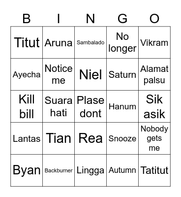 Untitled Bingo Card