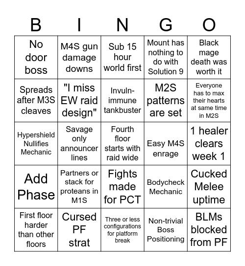 Arc1 Savage Bingo Card