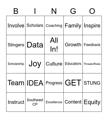 Buzz Word Bingo Card