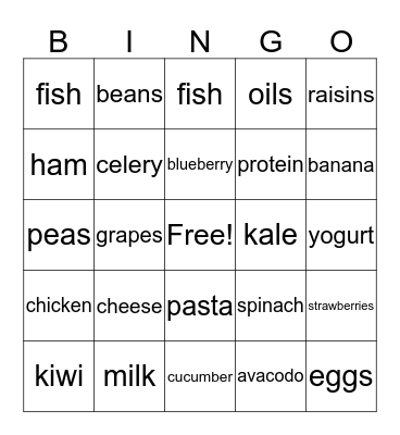 nutrition bingo  Bingo Card