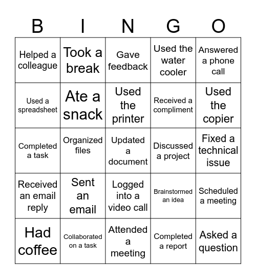 Office Bingo Card