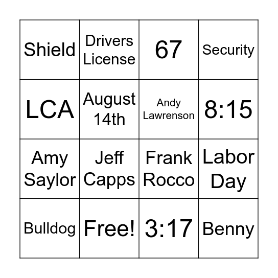 BULLDOG BINGO Card