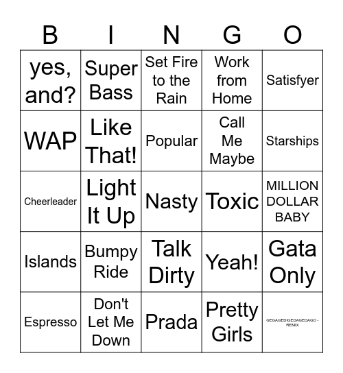 Disco Bingo Card