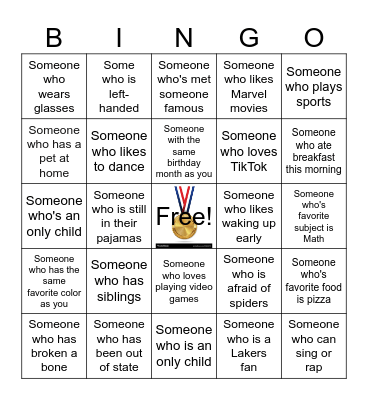 Parks & Rec Olympic Bingo Card