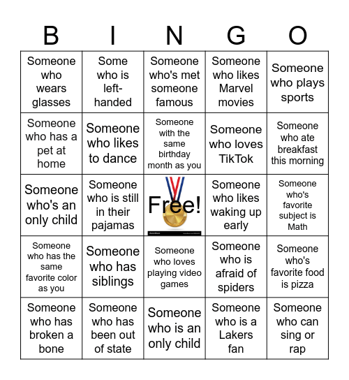 Parks & Rec Olympic Bingo Card