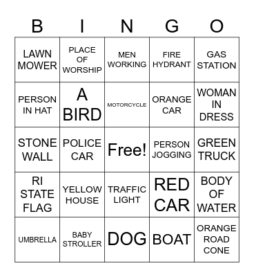 BUS TRIP BINGO Card
