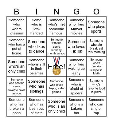 Parks & Rec Olympic Bingo Card