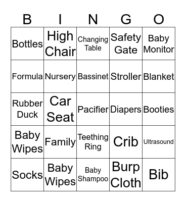 Colunga Baby Bingo Card