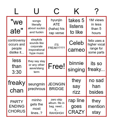 SKZ ATE BINGO Card