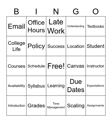 Understanding Your Syllabus Bingo Card