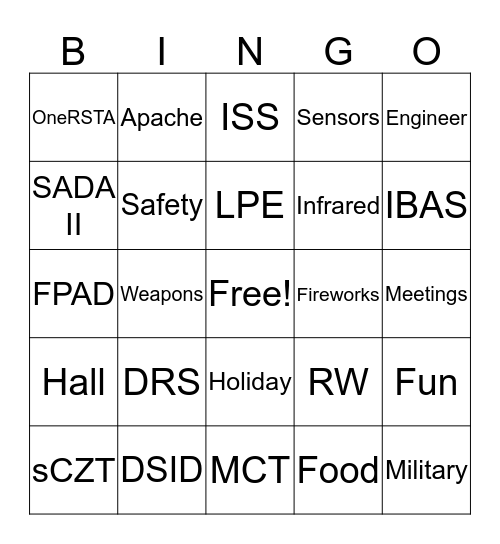 RW Fun Bingo Card