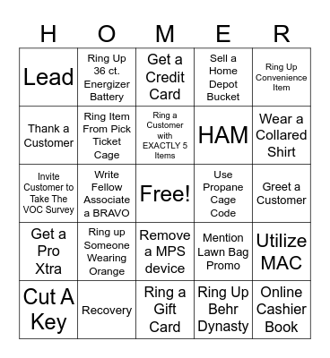 Homer BINGO Card