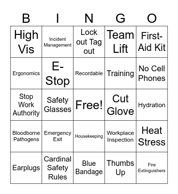 TekniPlex Safety Week Bingo Card