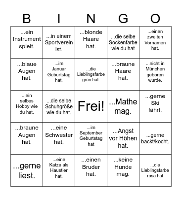 Finde eine Person, die... Bingo Card