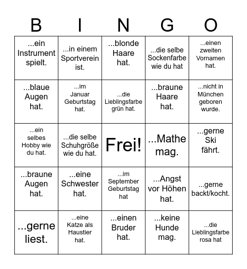 Finde eine Person, die... Bingo Card