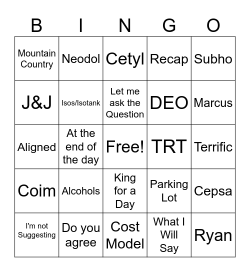 Joe-isms! Bingo Card