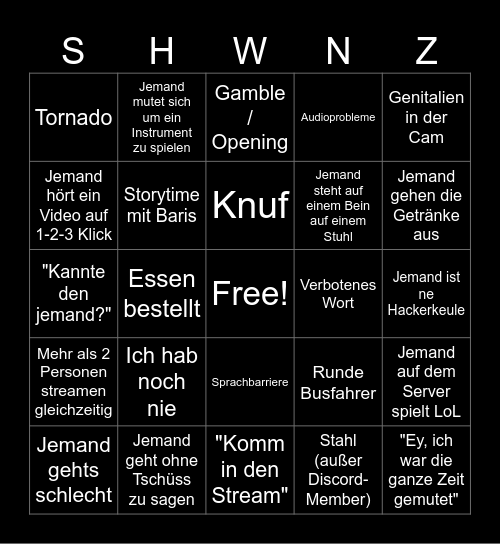 Einer dieser Days #1 Bingo Card