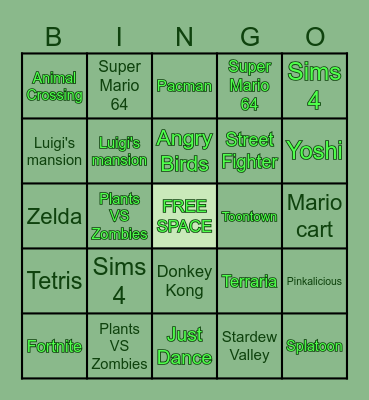 VIDEO GAME BINGO Card