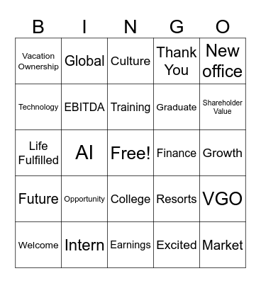 Executive Leader Session Bingo! Bingo Card