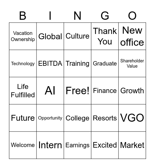 Executive Leader Session Bingo! Bingo Card