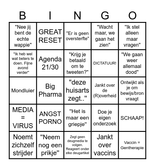 Coronawappies Bingo Card