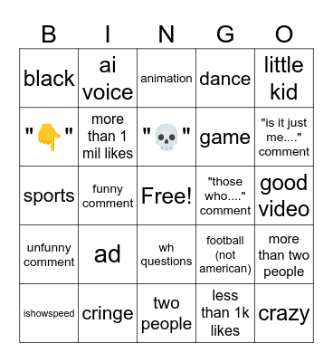 youtube shorts bingo Card