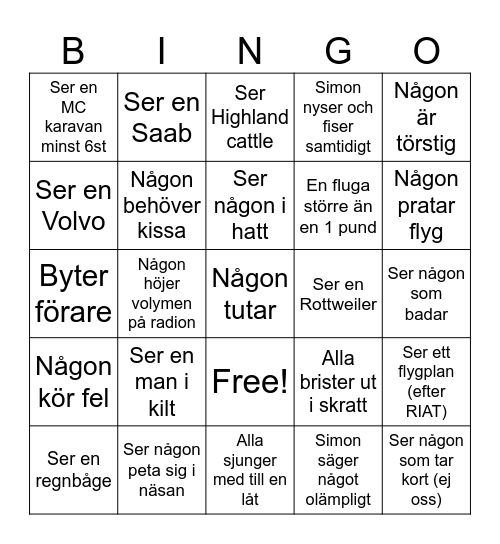 Bilbingo England Bingo Card