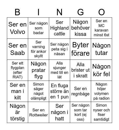 Bilbingo England Bingo Card