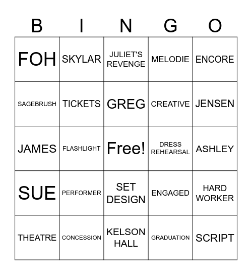 WCT Bingo! Bingo Card