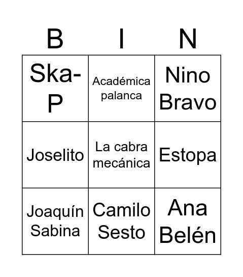 Valbus Bingo Card