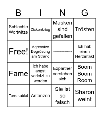 Trash TV dinkdong Bingo Card