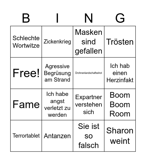 Trash TV dinkdong Bingo Card