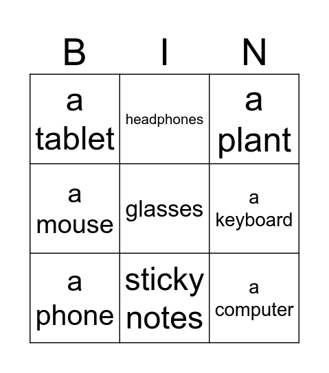 Do you have ... ? Bingo Card