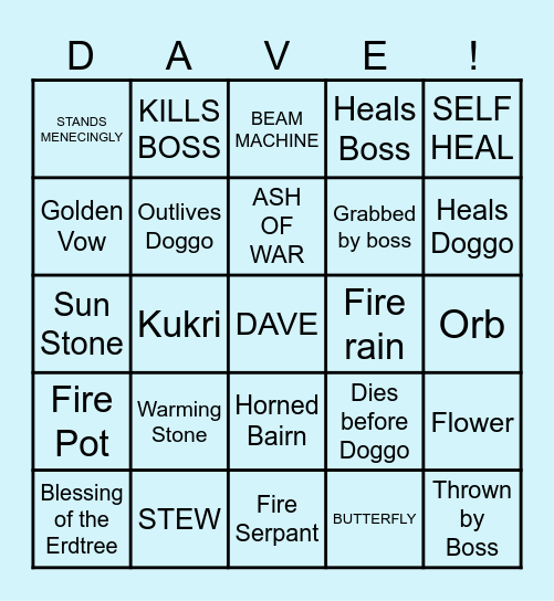 DAVE'S BINGO Card