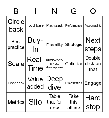 Buzzword Bingo! Bingo Card