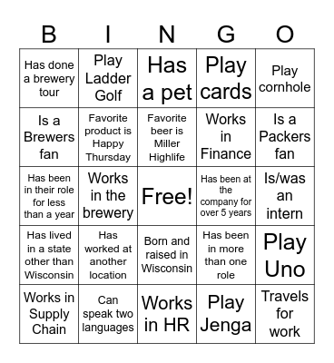 Olympic Networking Bingo Card