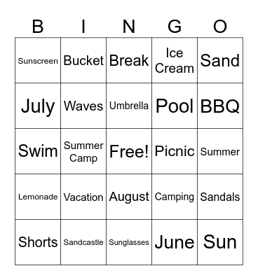 Summer Bingo Card