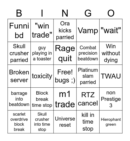 SPTW Bingo Card