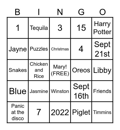 Maryssa Bingo Card