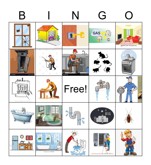 Home and Household Problems BINGO (images only) Bingo Card