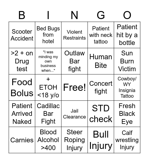 CFD Bingo Card
