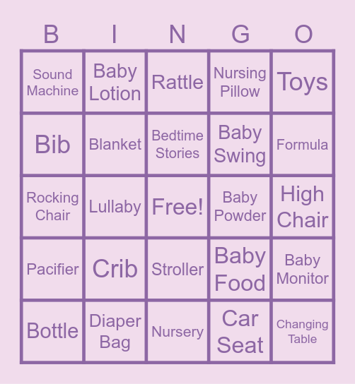 Baby Bingo Card